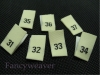 100pcs Damask Woven Size Labels ( Cream background with Black text )